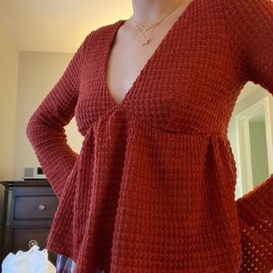 Urban Outfitters Burgundy Peplum Top